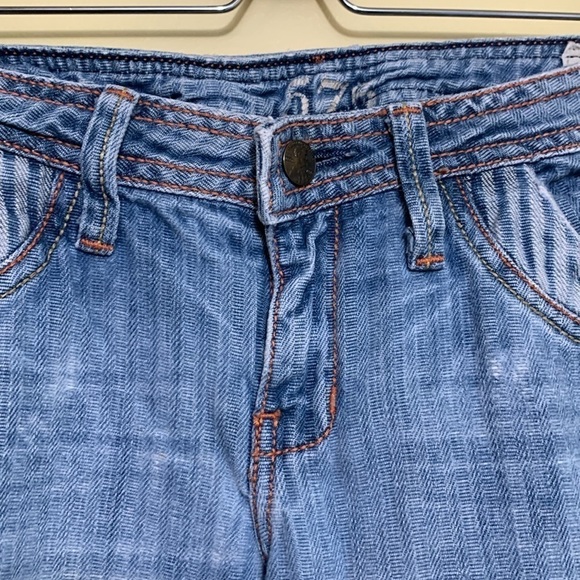 575 Denim Blue Denim Bootcut Distressed Ripped Frayed Low-rise 5 Pocket Jeans 28 - Picture 9 of 17